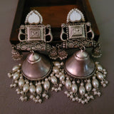 SILVER PLATED STATEMENT TRIBAL EARRINGS