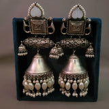 SILVER PLATED STATEMENT TRIBAL EARRINGS