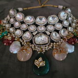 EXCLUSIVE FINEST QUALITY POLKI KUNDAN CHOKER WITH EARRINGS