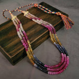 REAL PRECIOUS STONE THREE LAYER STRING