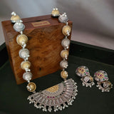 TRIBAL SILVER PLATED NECKLACE WITH EARRINGS