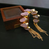 REAL ROSE QUARTZ ADJUSTABLE BANGLE