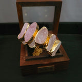 REAL ROSE QUARTZ ADJUSTABLE BANGLE