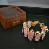 REAL ROSE QUARTZ ADJUSTABLE BANGLE