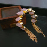 REAL ROSE QUARTZ ADJUSTABLE BANGLE