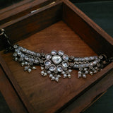 TRIBAL SILVER PLATED CHOKER WITH EARRINGS