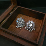 TRIBAL SILVER PLATED CHOKER WITH EARRINGS