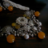 TRIBAL EXCLUSIVE SILVER PLATED CHOKER WITH EARRINGS