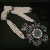 TRIBAL SILVER PLATED NECKPIECE WITH EARRINGS