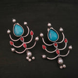 TRIBAL SILVER PLATED NECKPIECE WITH EARRINGS