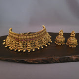 FINEST QUALITY TEMPLE CHOKER WITH EARRINGS