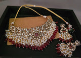 VICTORIAN KUNDAN CHOKER WITH EARRINGS IN ANTIQUE FINISH