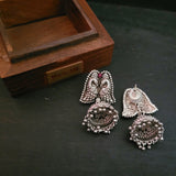 TRIBAL SILVER PLATED NECKLACE WITH EARRINGS