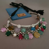 WEAR ME EXCLUSIVE SEMI PRECIOUS TONE SILVER PLATED CHOKER