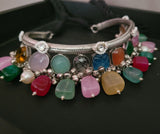 WEAR ME EXCLUSIVE SEMI PRECIOUS TONE SILVER PLATED CHOKER