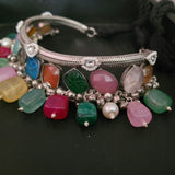 WEAR ME EXCLUSIVE SEMI PRECIOUS TONE SILVER PLATED CHOKER
