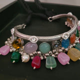 WEAR ME EXCLUSIVE SEMI PRECIOUS TONE SILVER PLATED CHOKER