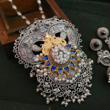 TRIBAL SILVER PLATED FUSION NECKPIECE WITH EARRINGS