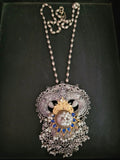 TRIBAL SILVER PLATED FUSION NECKPIECE WITH EARRINGS