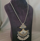TRIBAL SILVER PLATED DUAL TONE NECKPIECE