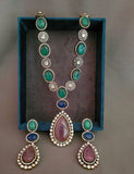 EXCLUSIVE DOUBLET STONE MILTICOLOR NECKPIECE WITH EARRINGS