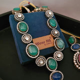 EXCLUSIVE DOUBLET STONE MILTICOLOR NECKPIECE WITH EARRINGS