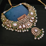 FINEST QUALITY POLKI KUNDAN CHOKER WITH EARRINGS AND MAANGTIKKA