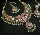 FINEST QUALITY POLKI KUNDAN CHOKER WITH EARRINGS AND MAANGTIKKA