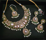 FINEST QUALITY POLKI KUNDAN CHOKER WITH EARRINGS AND MAANGTIKKA