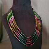 SEMI PRECIOUS STONE MULTI LAYER NECKPIECE