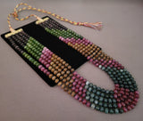 SEMI PRECIOUS STONE MULTI LAYER NECKPIECE