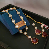 DESIGNER DOUBLET STONE KUNDAN NECKPIECE WITH EARRINGS