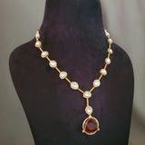 DESIGNER DOUBLET STONE KUNDAN NECKPIECE WITH EARRINGS