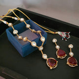 DESIGNER DOUBLET STONE KUNDAN NECKPIECE WITH EARRINGS