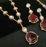 DESIGNER DOUBLET STONE KUNDAN NECKPIECE WITH EARRINGS