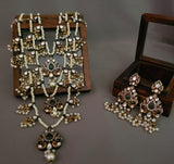 EXCLUSIVE ANTIQUE FINISH KUNDAN LAYERED NECKPIECE WITH EARRINGS