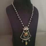 DESIGNER REAL SILVER PENDANT WITH SILVER PLATED BRASS STRING NECKPIECE