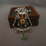 DESIGNER REAL SILVER PENDANT WITH SILVER PLATED BRASS STRING NECKPIECE