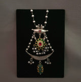 DESIGNER REAL SILVER PENDANT WITH SILVER PLATED BRASS STRING NECKPIECE