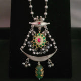 DESIGNER REAL SILVER PENDANT WITH SILVER PLATED BRASS STRING NECKPIECE