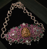 TRIBAL REAL SILVER PLATED CHOKER WITH EARRINGS