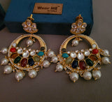 DESIGNER NAVRATNA STATEMENT EARRINGS