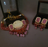 DESIGNER UNCUT POLKI KUNDAN CHOKER WITH EARRINGS
