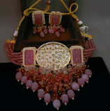 DESIGNER UNCUT POLKI KUNDAN CHOKER WITH EARRINGS