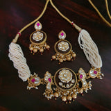 DESIGNER POLKI KUNDAN CHOKER WITH EARRINGS