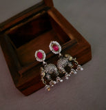 TRIBAL SILVER PLATED FUSION HASLI CHOKER WITH EARRINGS