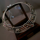 TRIBAL SILVER PLATED FUSION HASLI CHOKER WITH EARRINGS