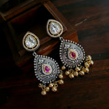 TRIBAL SILVER PLATED DESIGNER NECKLACE WITH EARRINGS