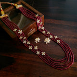 DESIGNER SEMI PRECIOUS STONE AND KUNDAN STRING WITH EARRINGS