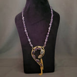 REAL AMETHYST PENDANT AND STRING NECKPIECE